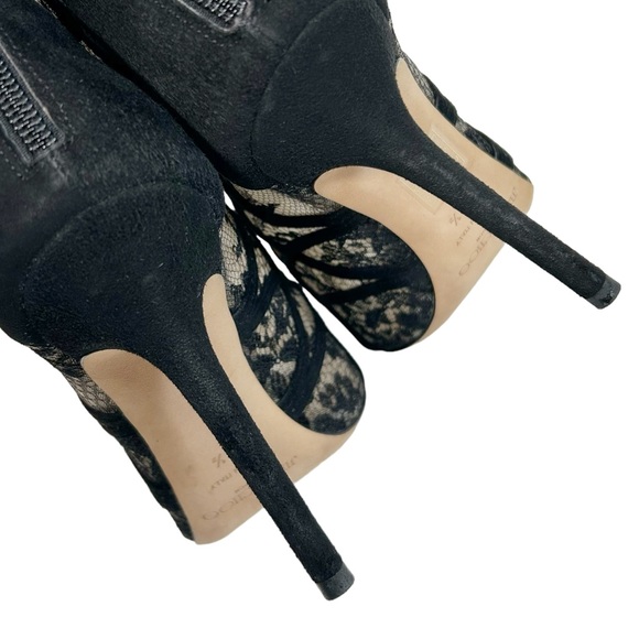 JIMMY CHOO Fauna Lace Suede Cage Heeled Sandal in Black - Picture 4 of 12